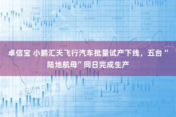 卓信宝 小鹏汇天飞行汽车批量试产下线，五台“陆地航母”同日完成生产